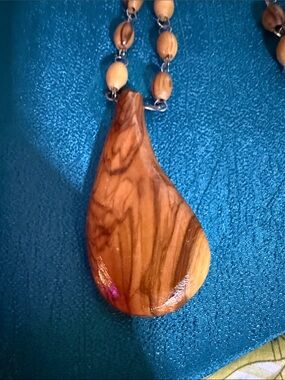 Handcrafted Brown Wood Teardrop Pendant Necklace